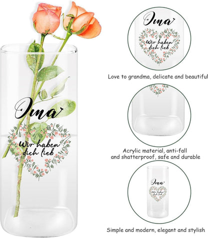 Moderne Glasvase Deko Oma Geschenk Weihnachten Blumenvase