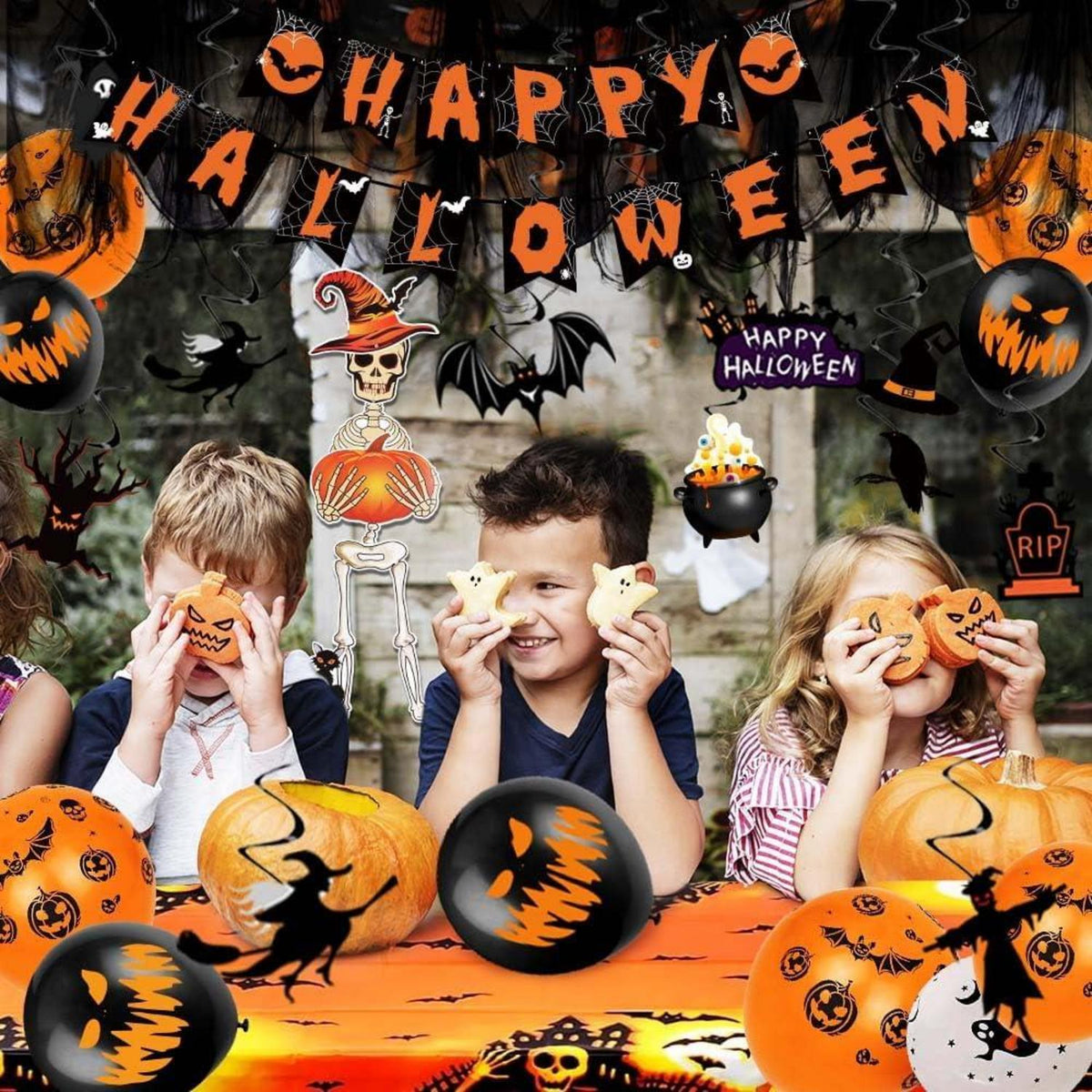 XXL Halloween Partydeko Gruselig Girlande Spiralen Luftballons