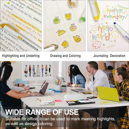 YOSKAEDI Textmarker Set mit 15 pastellfarbenen Markern und Doppelspitzen