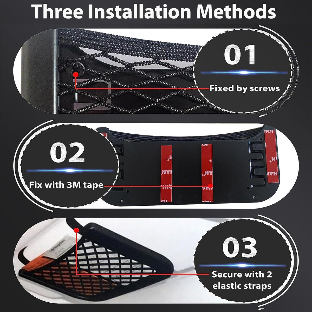 EINESIN 3-in-1 Auto Aufbewahrungsnetz Ablage Fach Universal
