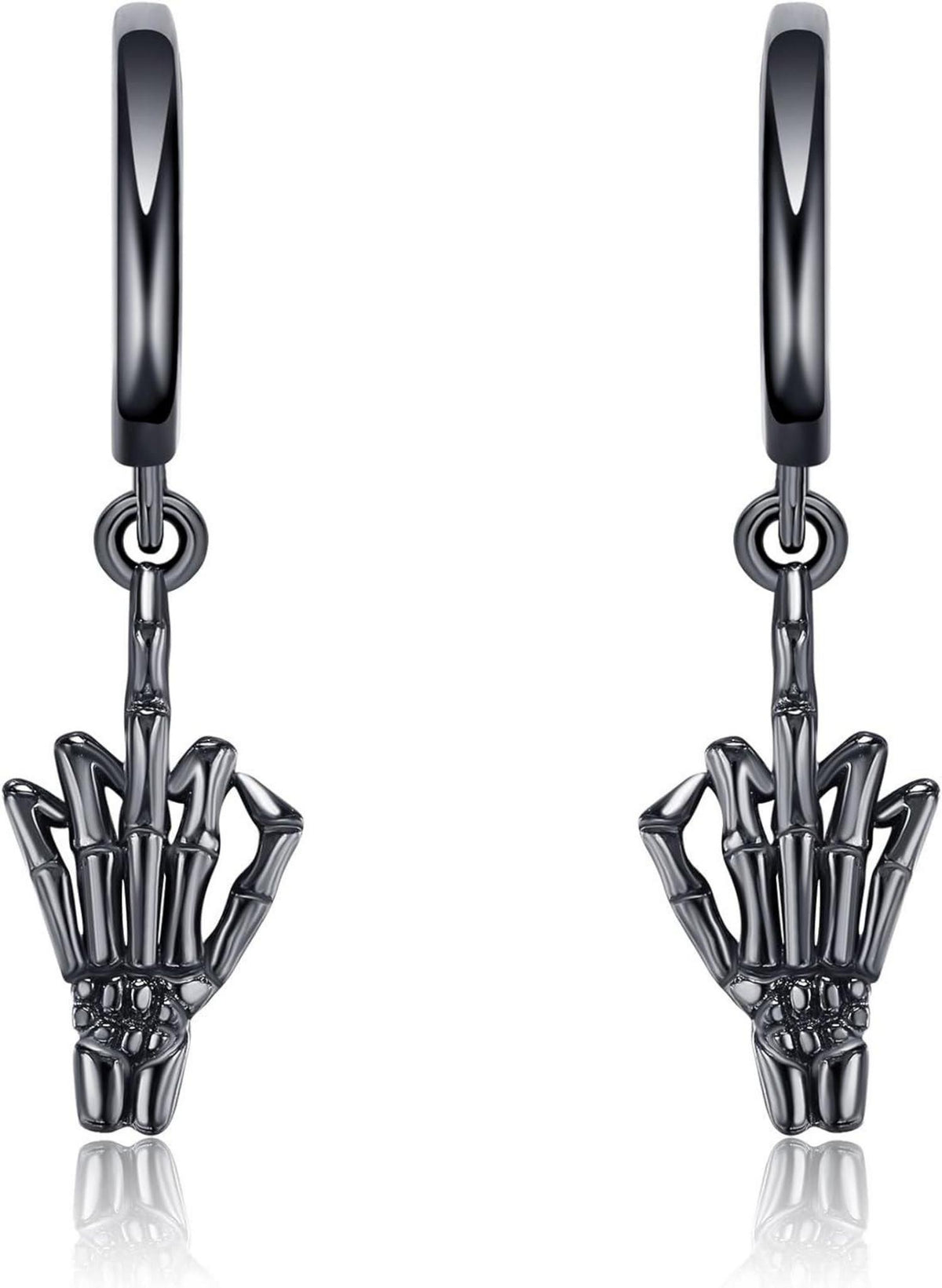 Totenkopf Ohrringe Sterlingsilber Mittelfinger Creolen Halloween für