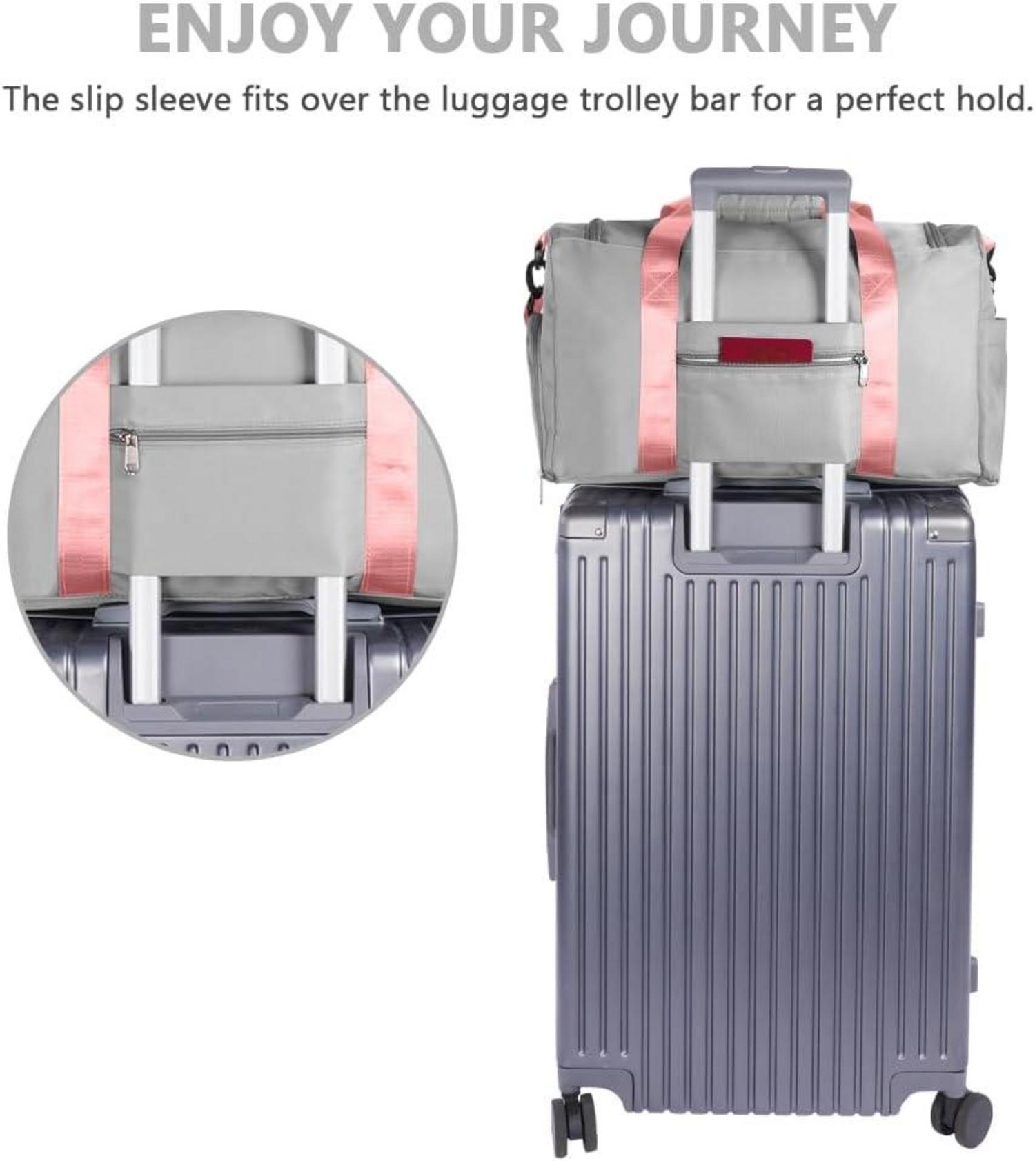 Flintronic 36L Faltbare Reisetasche Gepäck Weekender Sport Grau Rosa