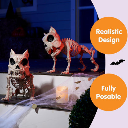 Halloween Hund Skelett Deko 40,6cm bewegliche Gelenke Indoor Outdoor