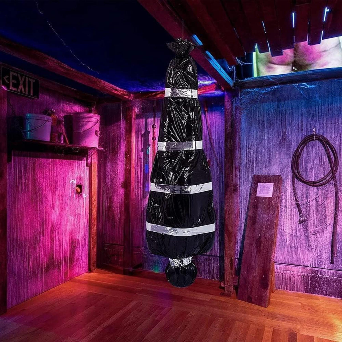 HASAGEI Gefälschte Leiche Hängedeko Halloween Deko 60x120cm Schwarz Silber
