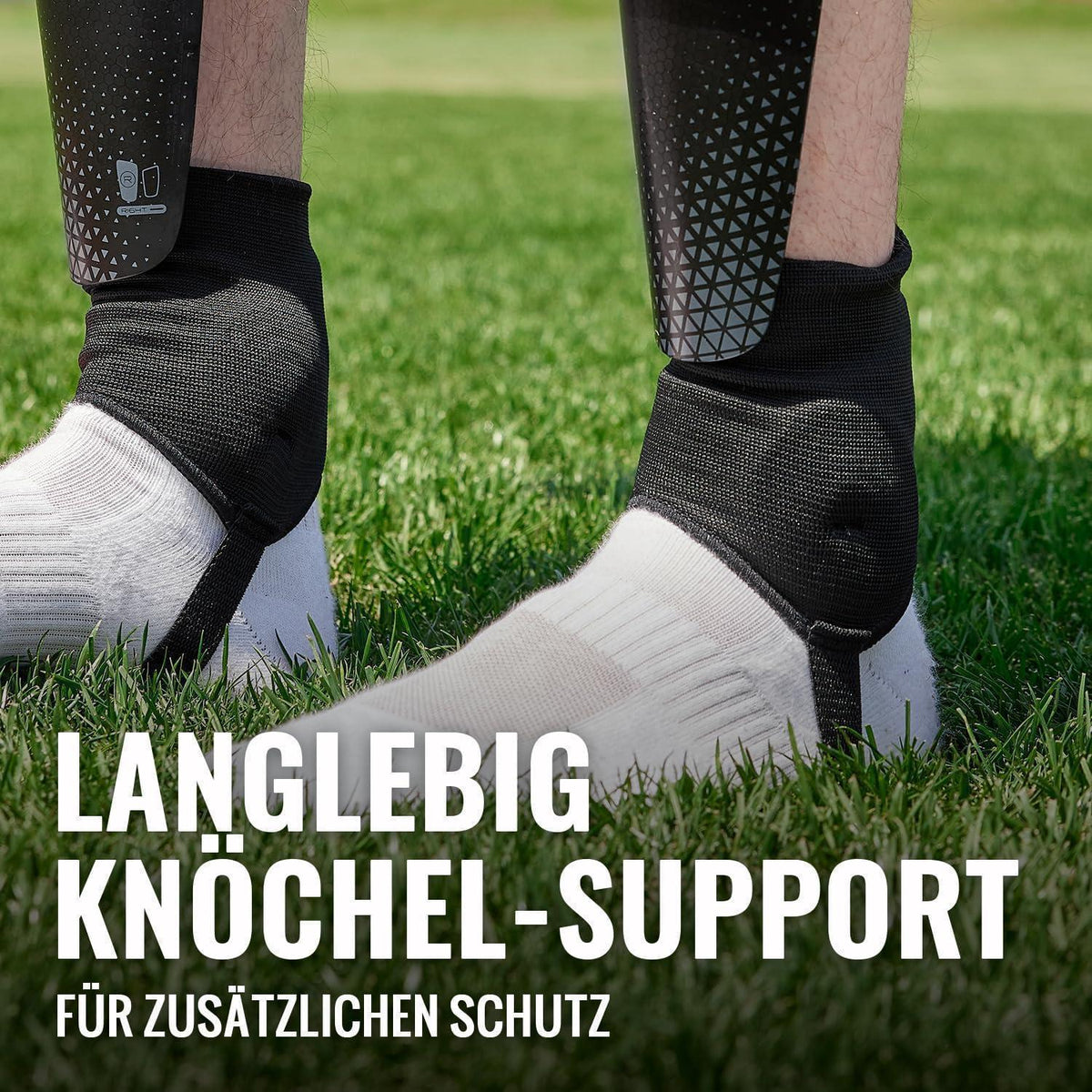Fußball Schienbeinschoner mit Knöchelschutz, verstellbar