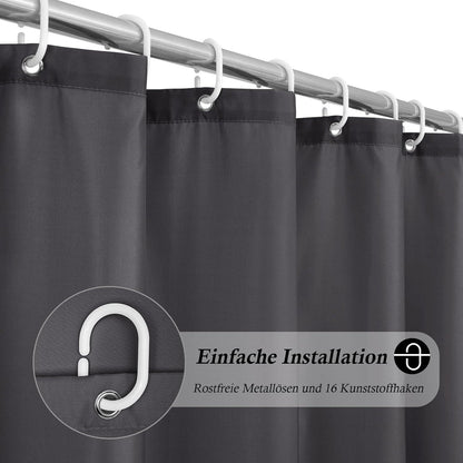 Duschvorhang Stoff Extra Breit Textil Wasserdicht Dunkelgrau