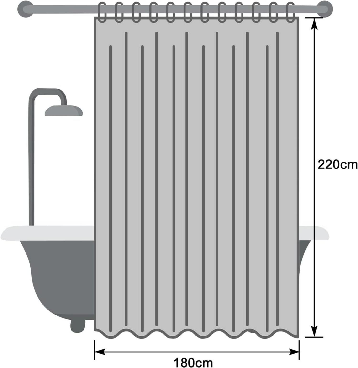 Duschvorhang Überlänge 180x220 dunkelgrau wasserdicht antibakteriell waschbar