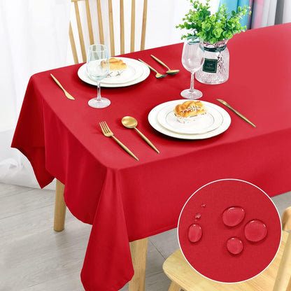 2x Rot Tischdecke 140x240cm – Fleckschutz & Abwaschbar