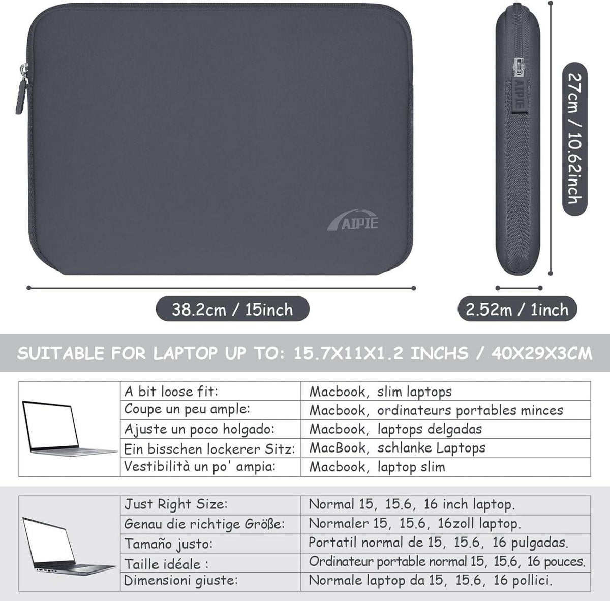 Laptoptasche 15,6 Zoll Stoßfest 35.5x25x2 cm Notebook Tasche