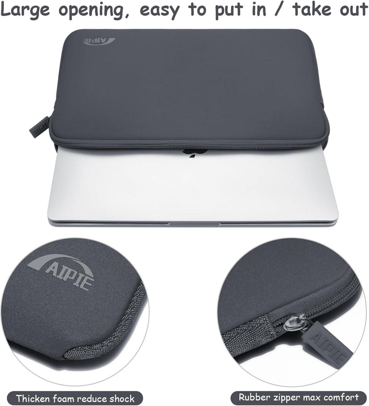 AIPIE Laptoptasche 15,6 Zoll Stoßfest Notebook Tasche Grau 38x27x2,5cm