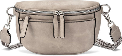 FIGESTIN Damen Bauchtasche PU Leder Crossbody Bag Verstellbarer Riemen