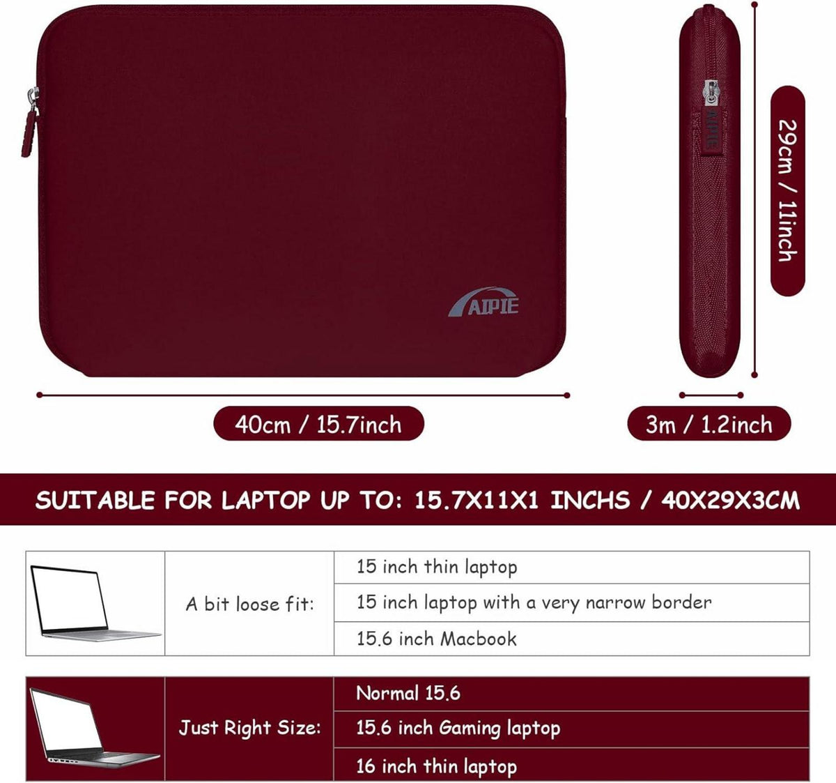 Laptoptasche 16 Zoll Hülle Stoßfest Rot Kompatibel Acer Asus