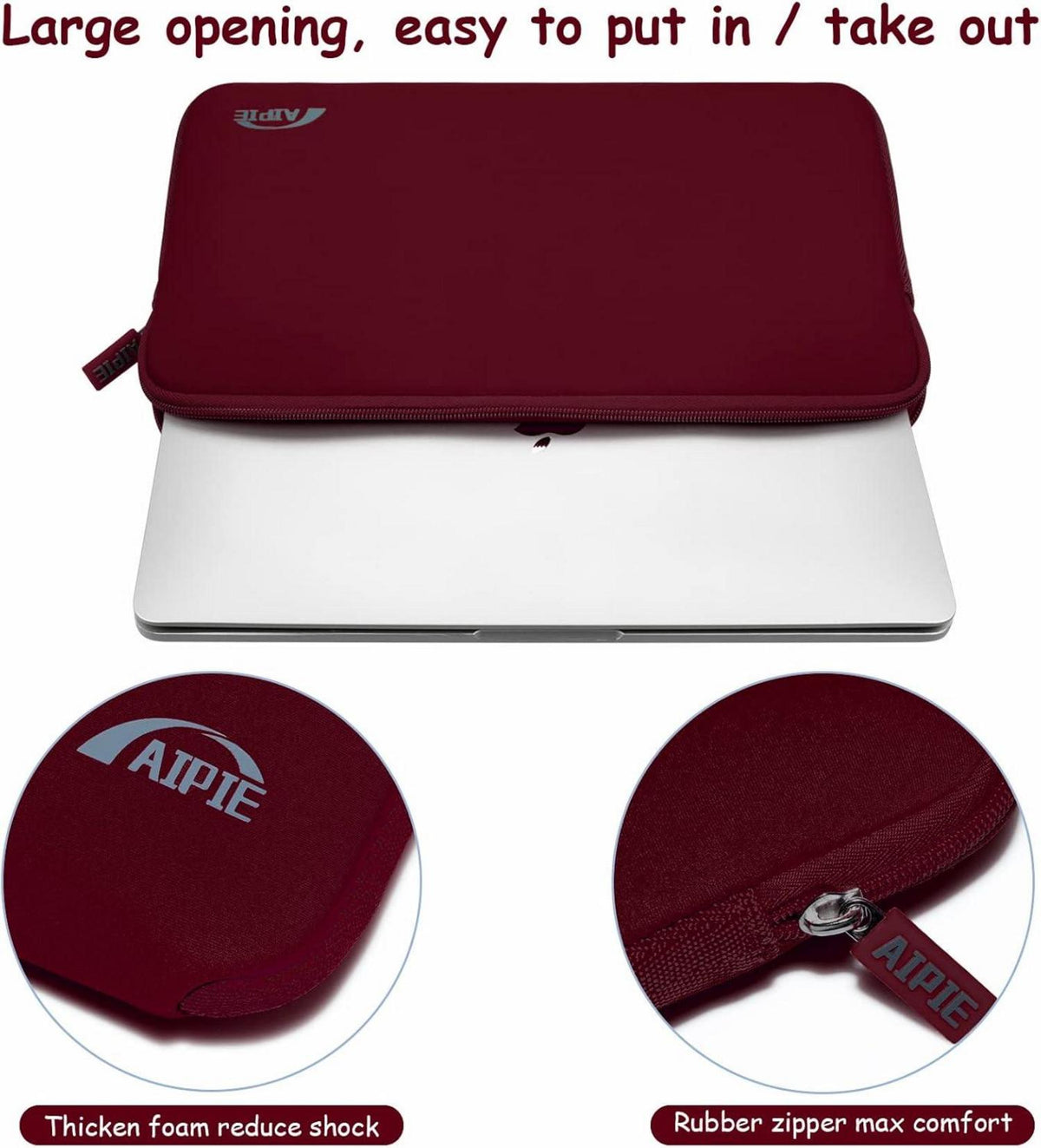 AIPIE Laptoptasche 16 Zoll Stoßfest Schutz Hülle Rot 38x26x3cm