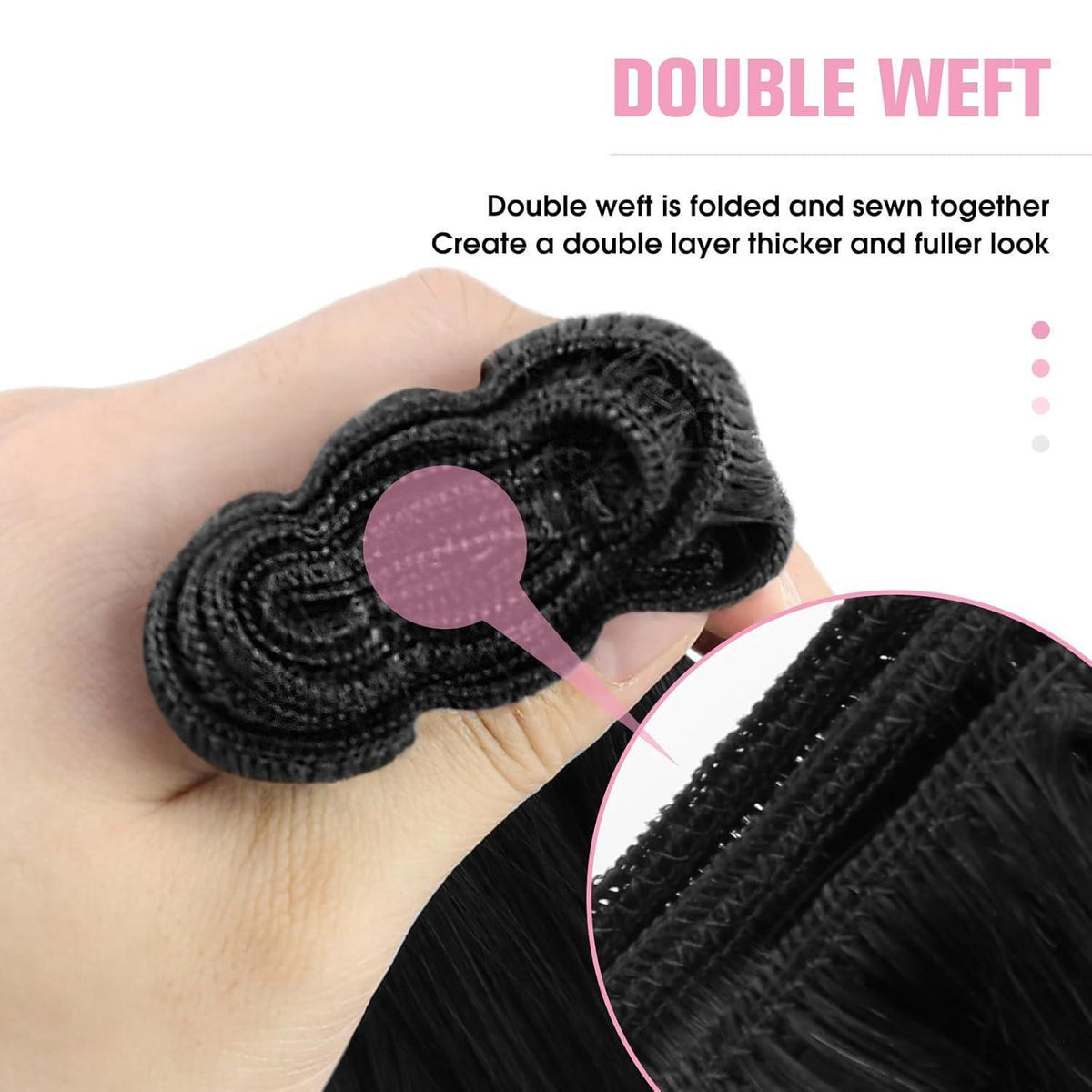 Echthaar Tressen Schwarz 50 cm – Glatte Weave Extensions