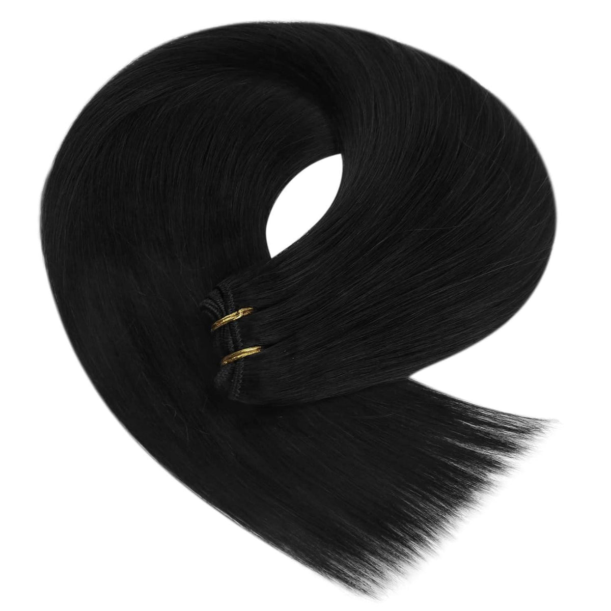 Echthaar Tressen Schwarz 45cm - 100g Weft Hair Extensions