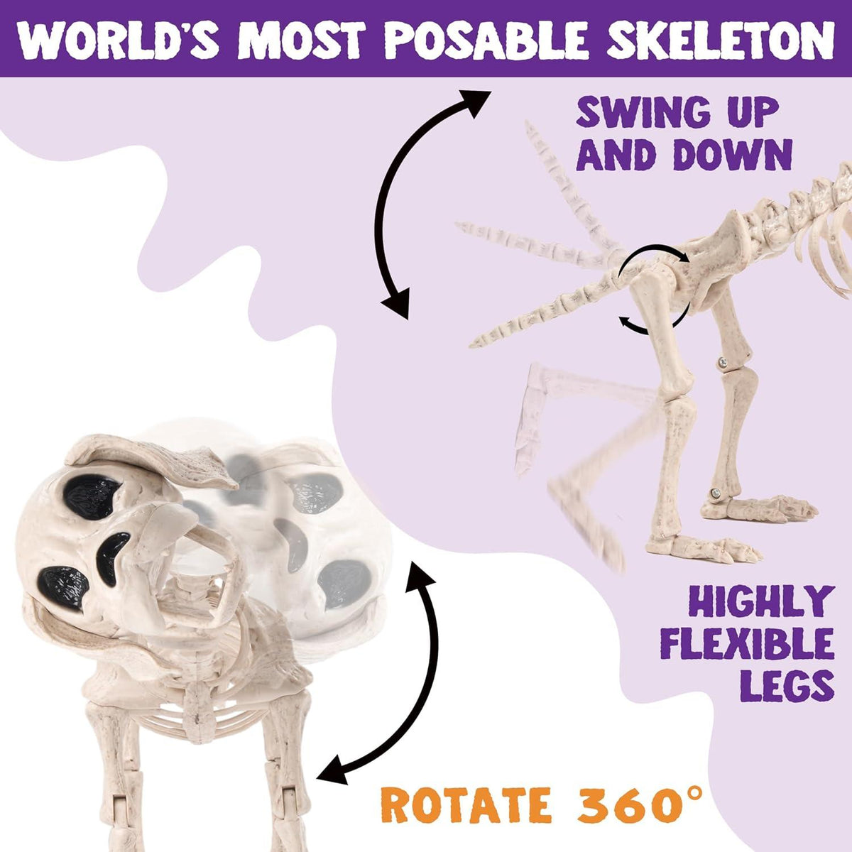 JOYIN Posable Halloween Hund Skelett Dekoration 25cm