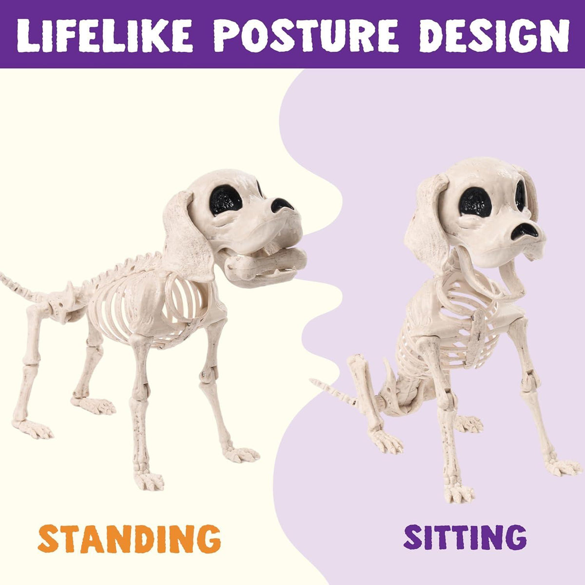 JOYIN Posable Halloween Hund Skelett Deko 24.8cm x 32cm x 11.9cm