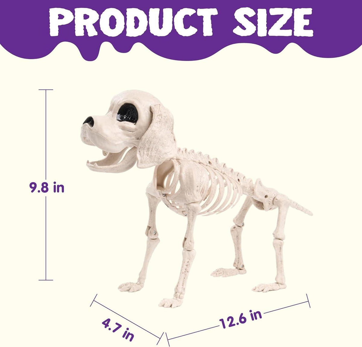 Halloween Hund Skelett Posable Gelenke Welpe Deko Friedhof 24.8x32x11.9cm