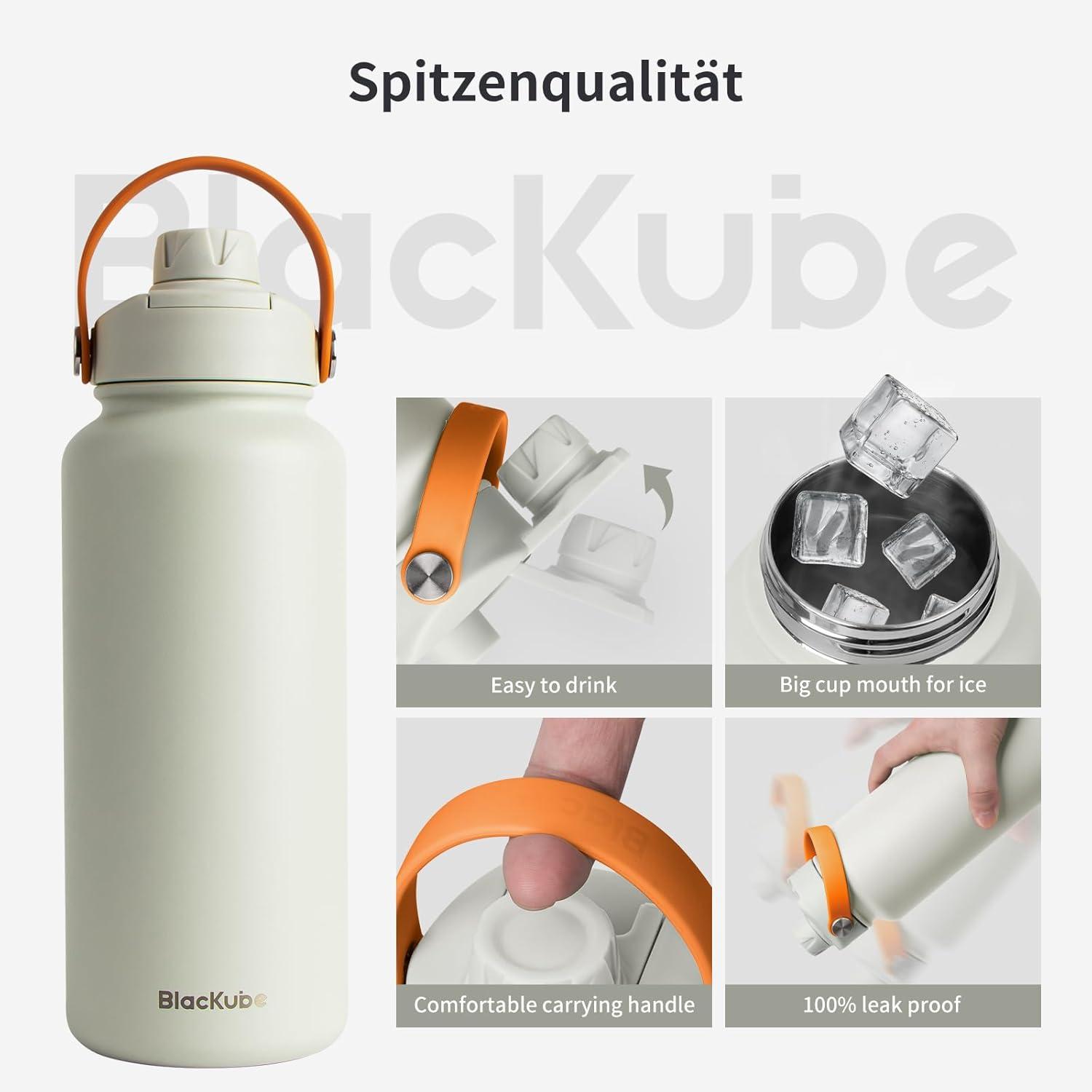 Edelstahl Trinkflasche 1000ml Thermoskanne BPA-frei