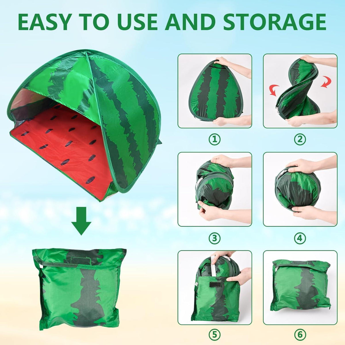 Hundestrandzelt Sonnenschutz Wassermelone Pop-up für Welpen Hunde
