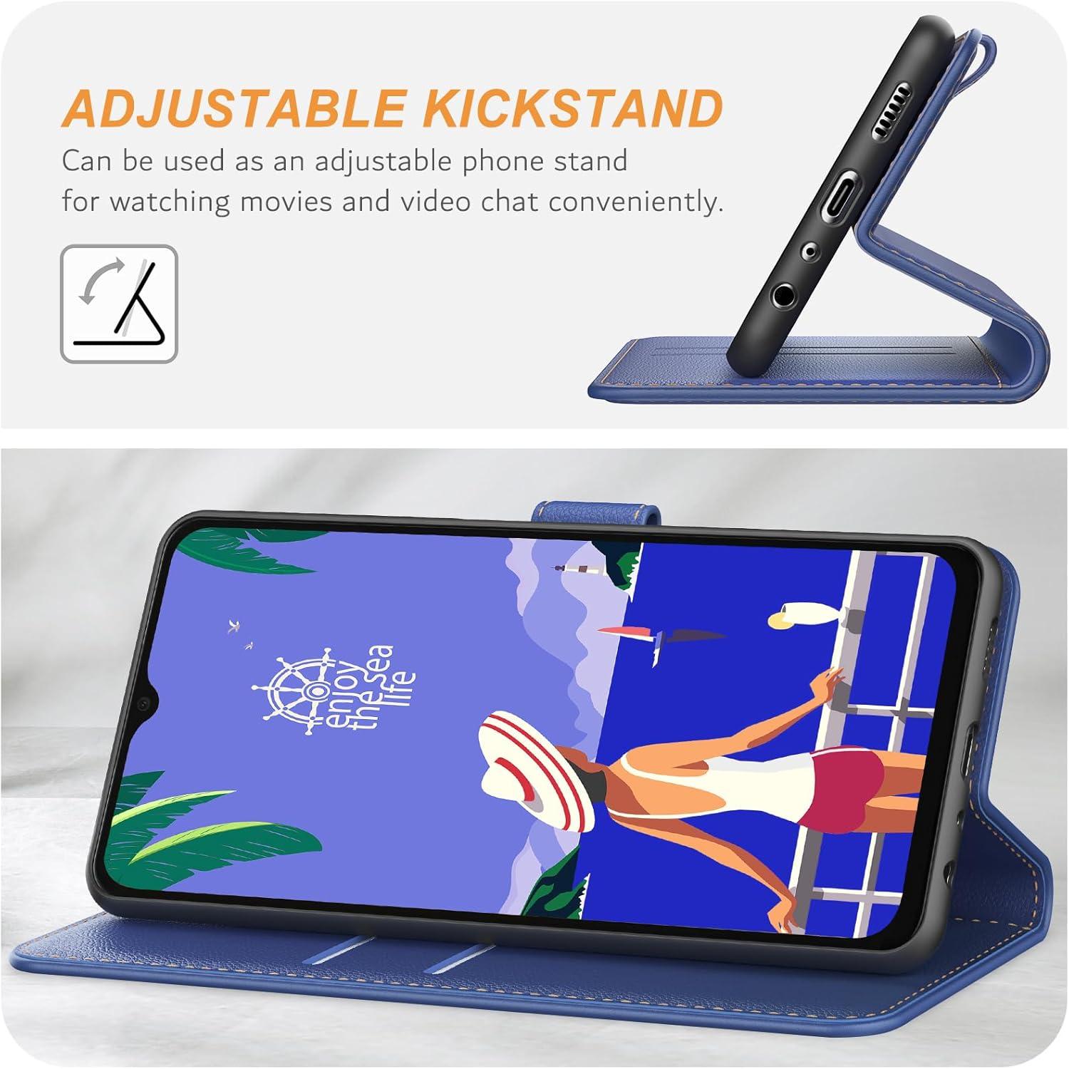 Handyhülle Samsung Galaxy A04s A13 5G Leder Blau Flipcase