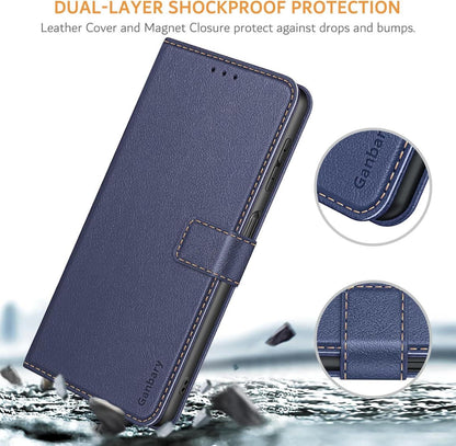 Ganbary Samsung Galaxy A23 4G/5G Leder Hülle Blau Standfunktion