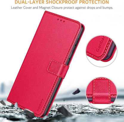 Samsung Galaxy A23 4G/5G Handyhülle Premium Leder Klapphülle Rot Standfunktion