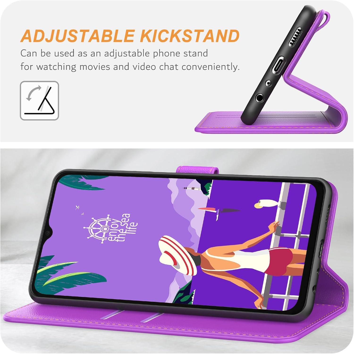 Samsung Galaxy A04s / A13 5G Handyhülle Leder Klapphülle Violett