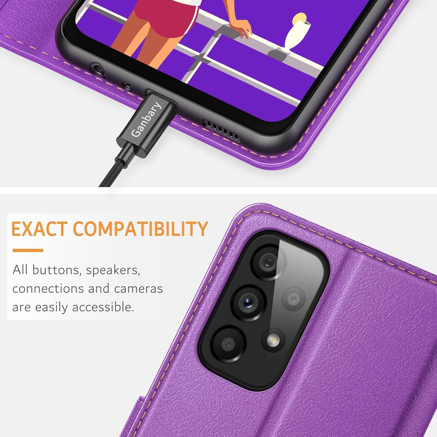 Premium Leder Klapphülle Samsung Galaxy A23 4G/5G Violett