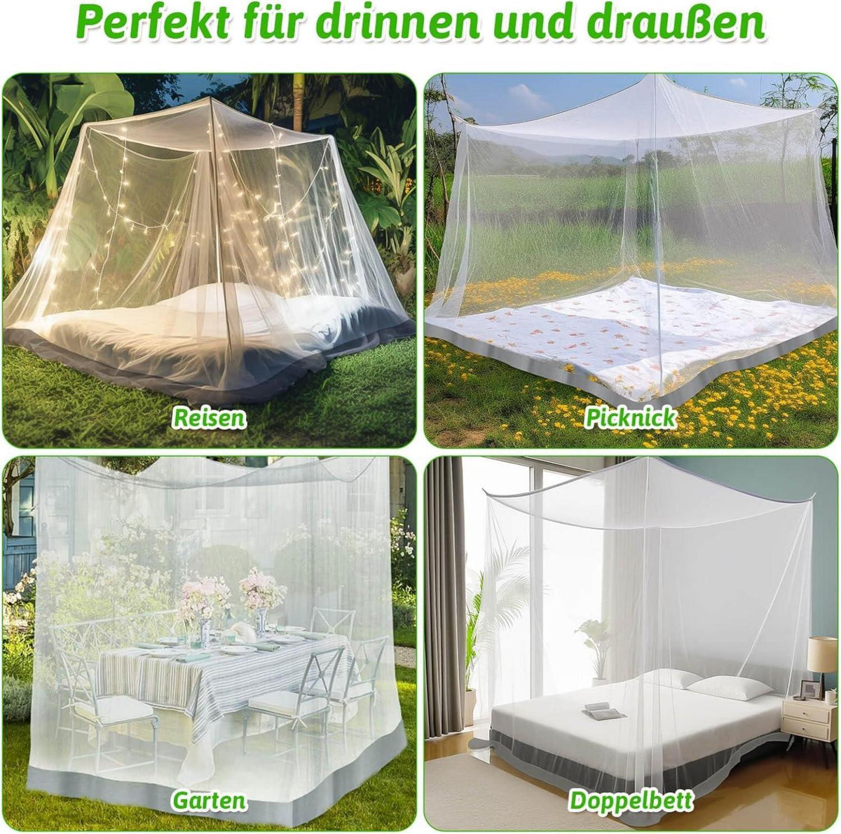 Extra großes Moskitonetz für Doppelbett Einzelbett Outdoor 190x200