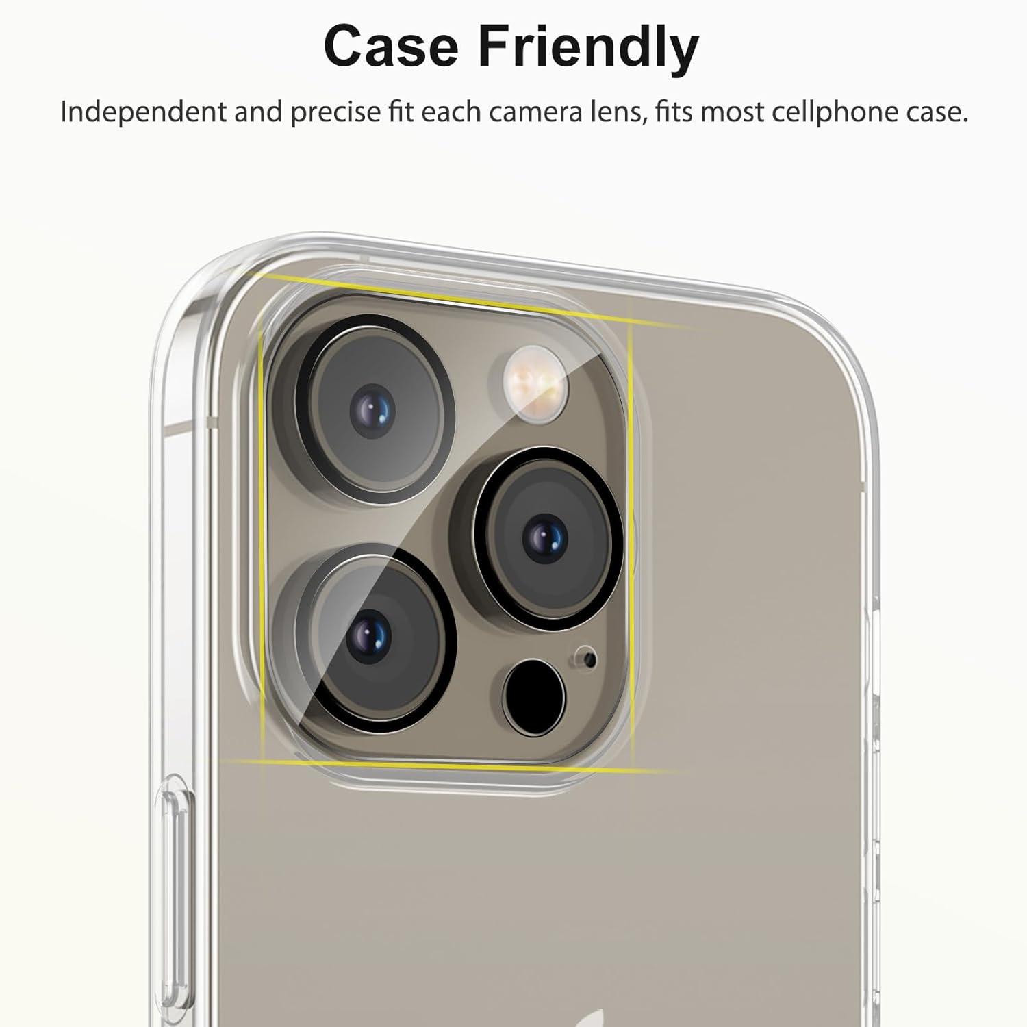 Kameraschutz 3 Stück iPhone 15 pro max, 9H Härte Anti-Kratzer, HD Klar