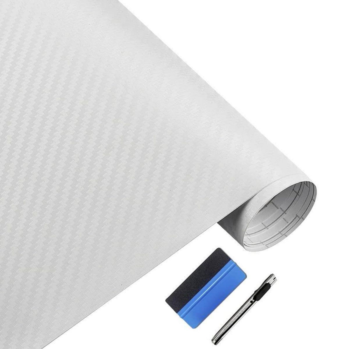 3D Karbonfaserfolie blasenfrei, Weiß 30x152cm