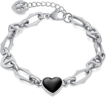 Damen Edelstahl Armband Herz Gliederkette Gold Glänzend 316l 21cm