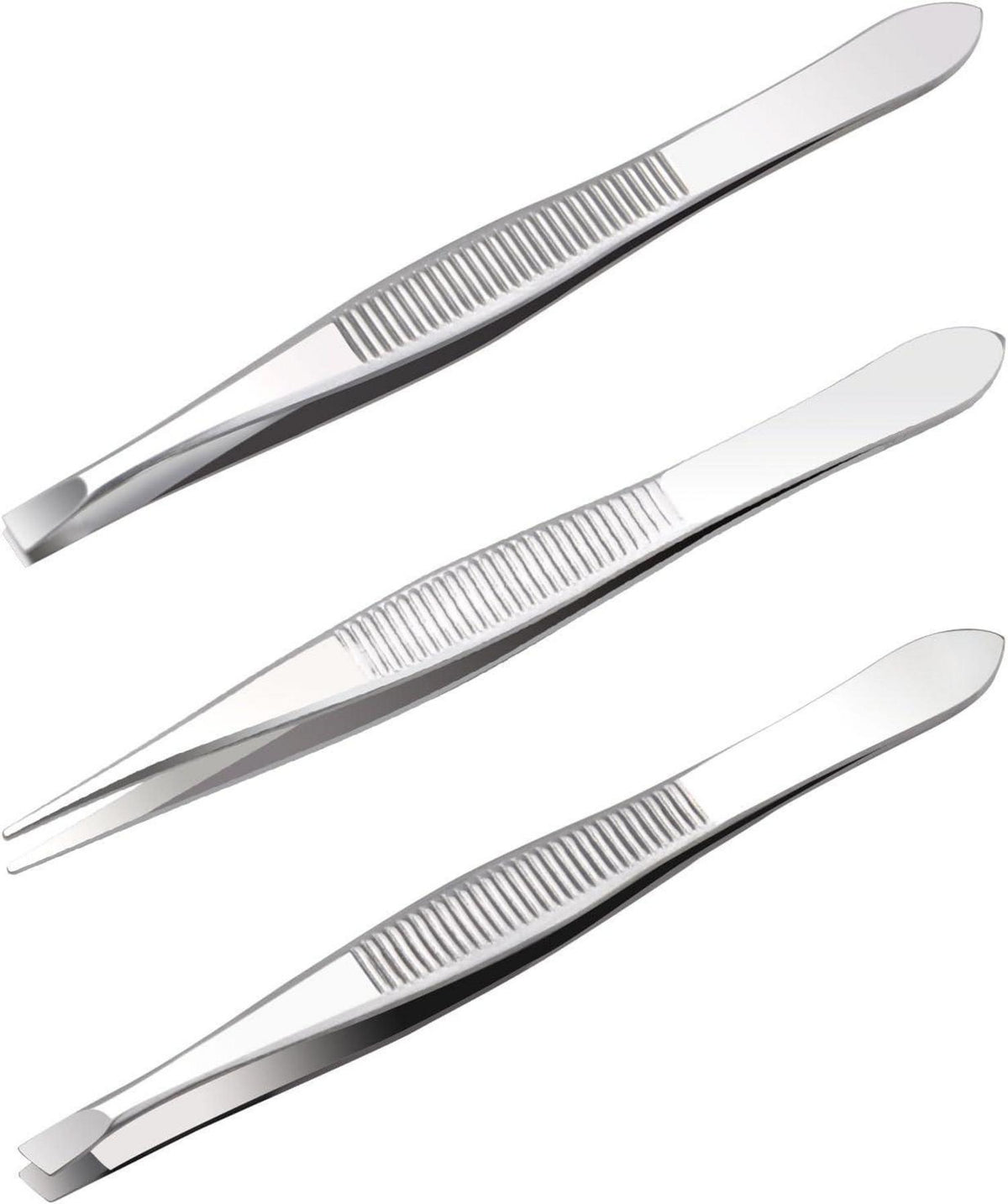 Profi Augenbrauen Pinzetten Set, Edelstahl Zupfpinzette, 3-teilig