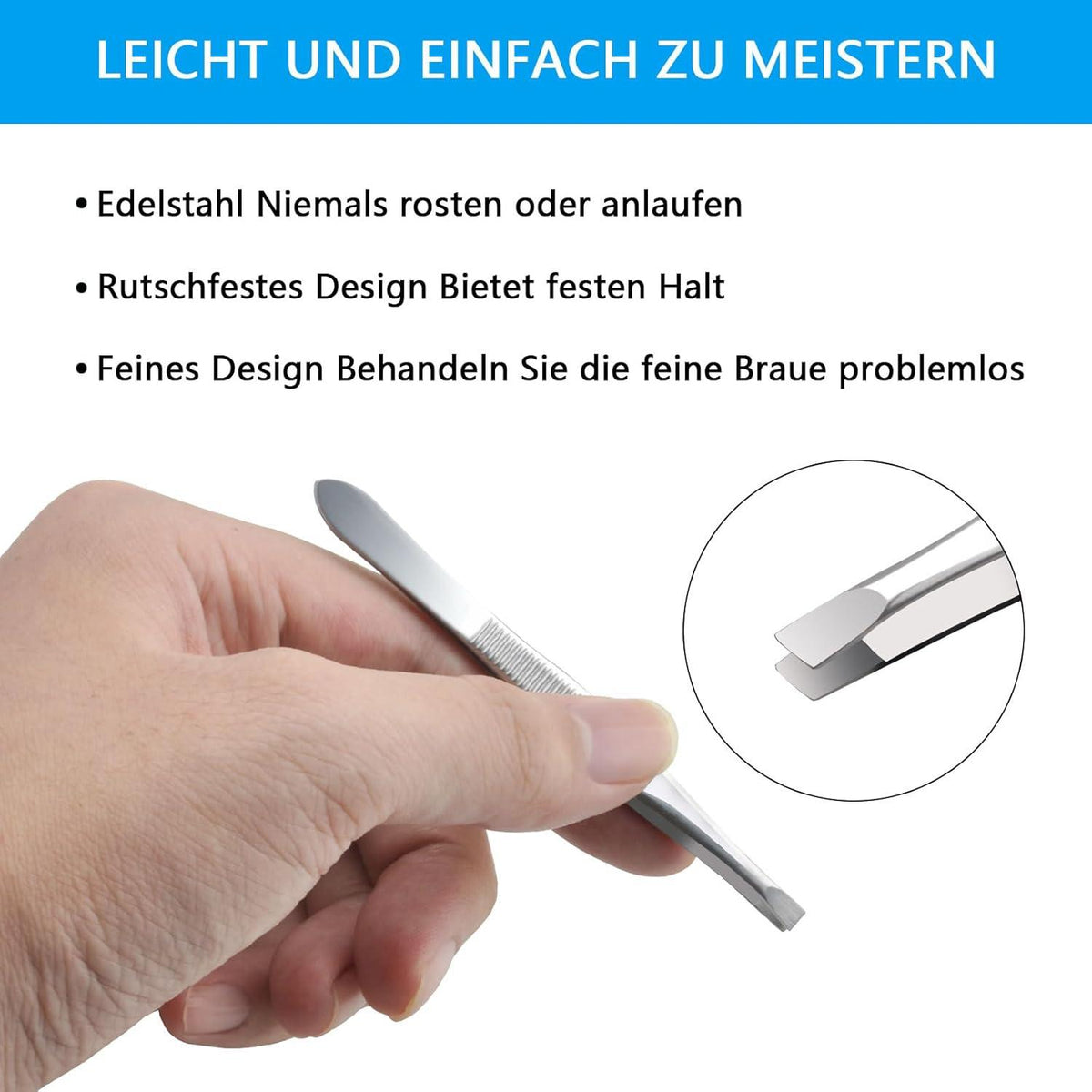 Profi Pinzetten Set 3-teilig Augenbrauen Zupfen Edelstahl