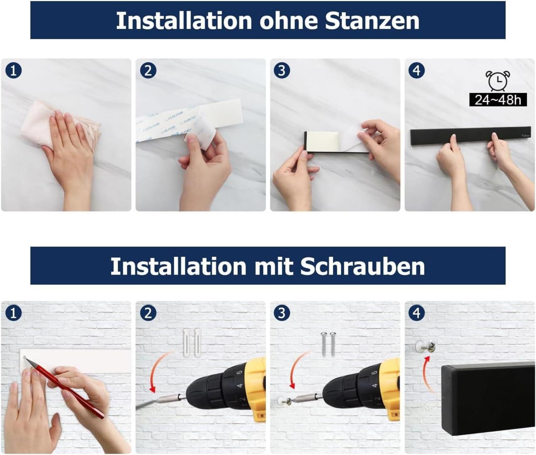 Magnetleiste Messer 59 cm, ohne Bohren, leistungsstark, inkl. Klebeband
