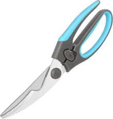 Geflügelschere Edelstahl mit Komfortgriff in Blau/Grau