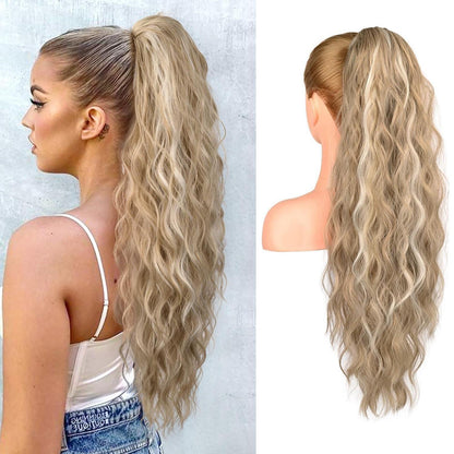 Long Beach Gewellte Pferdeschwanz Verlängerung – Aschblond mit Highlights