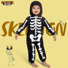 Skelett Jumpsuit Pyjama schwarz mit Kapuze für Babys 12-18