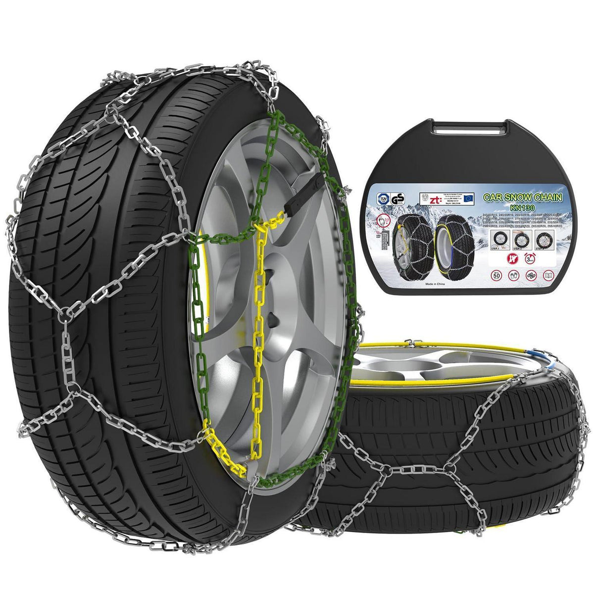 Schneeketten Stahl 12mm – Set für Auto (Größe 130)