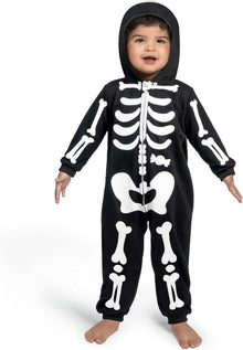Schwarzer Skelett Jumpsuit Pyjama Halloween Kostüm 18-24 Monate