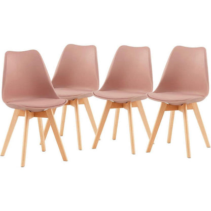Runder Esstisch Schwarz mit 4 Rosa Stühlen – Skandinavisch & Modern