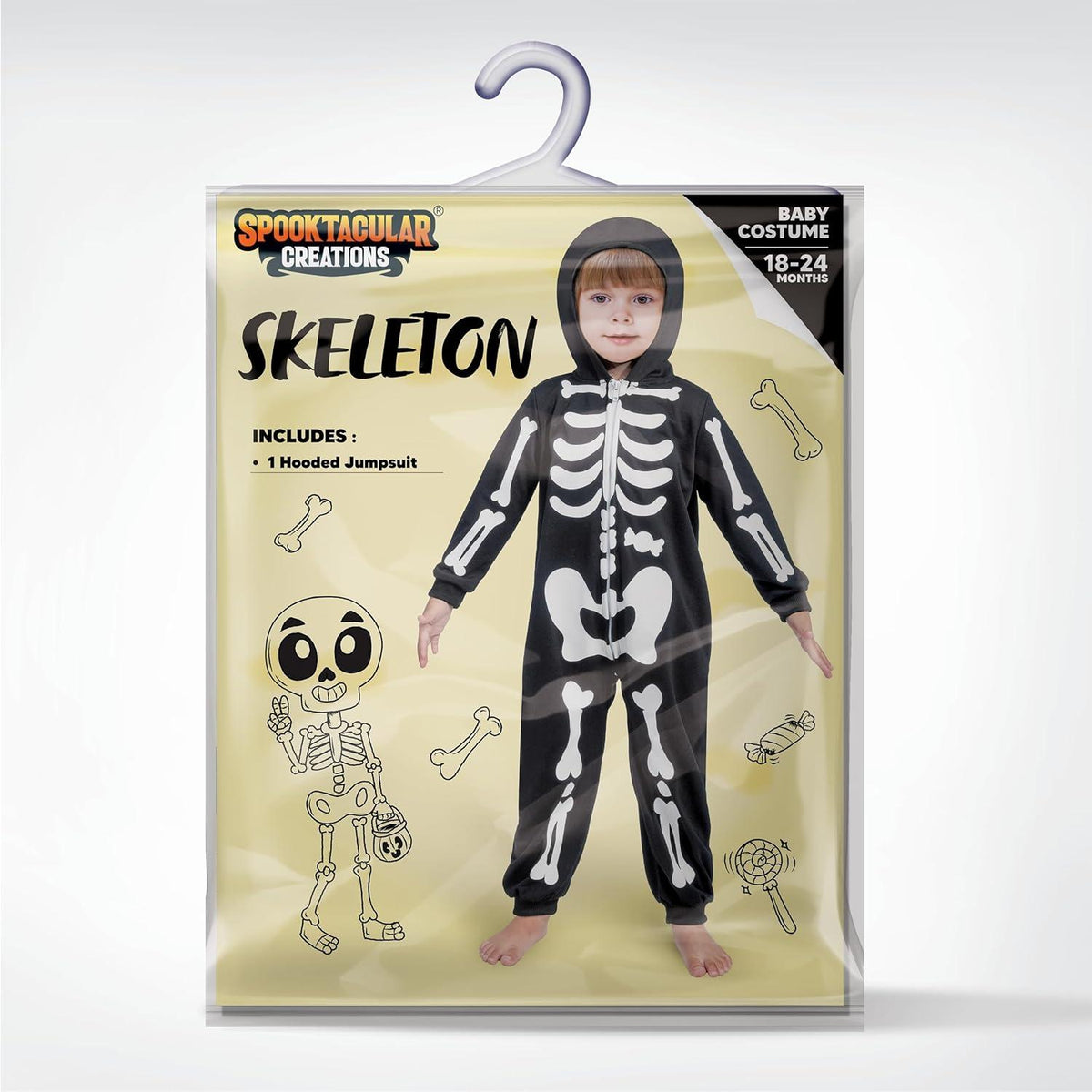 Skelett Jumpsuit Pyjama für Babys Halloween Cosplay Kostüm 3T
