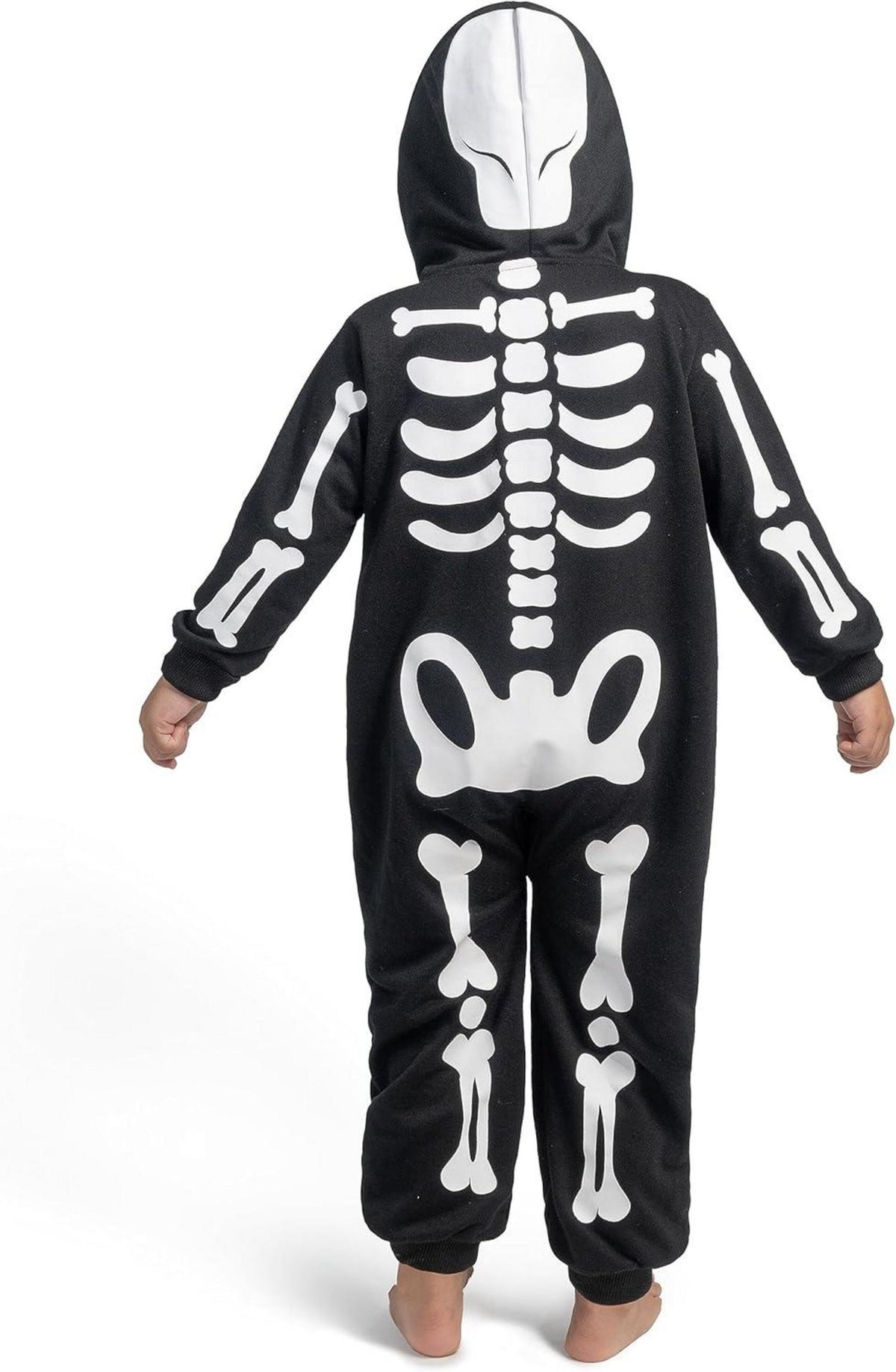 Spooktacular Creations Skelett Jumpsuit Pyjama Schwarz Zip-Up Kapuze 3T