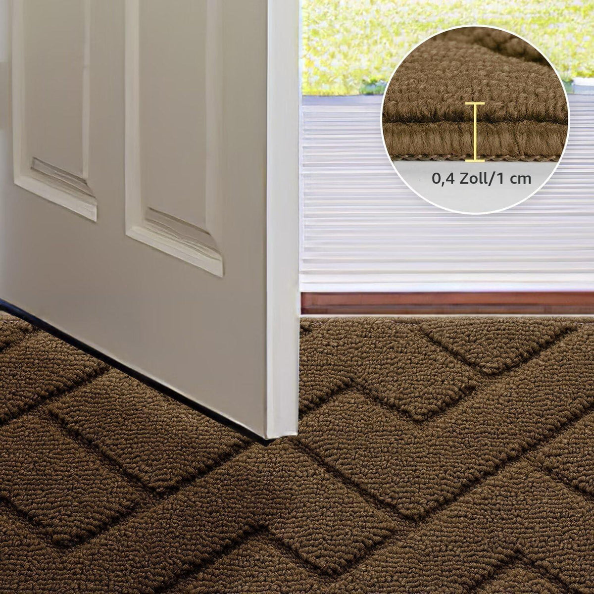 Fußmatte rutschfest waschbar – Schmutzfangmatte für Innen & Außen 119x180cm Braun