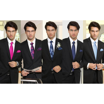 Herren Krawatten Set 5 Stück mit Einstecktuch Seide Elegant