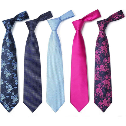 Herren Krawatten Set 5 Stück mit Einstecktuch Seide Elegant