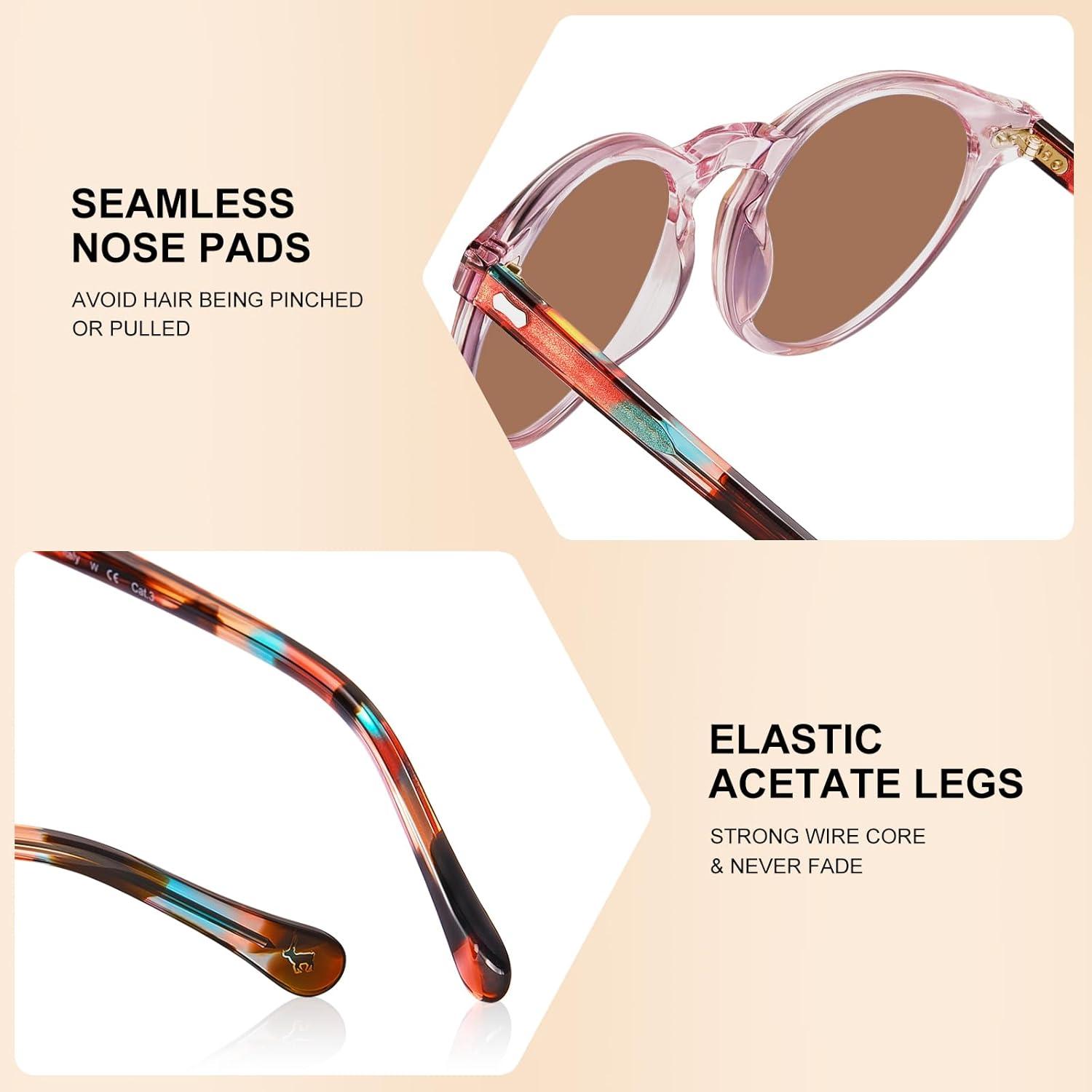 CARFIA Runde Sonnenbrille Damen Polarisierte UV-Schutz Sunglasses