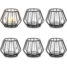 Teelichthalter Schwarz Metall 6er Set Geometrisch Modern