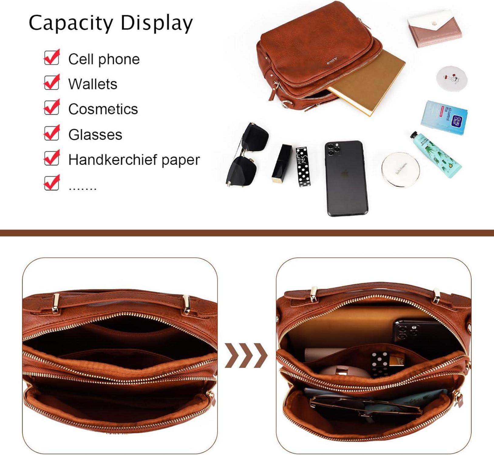 Gladdon Umhängetasche Damen Schultertasche Leder Handtasche Braun